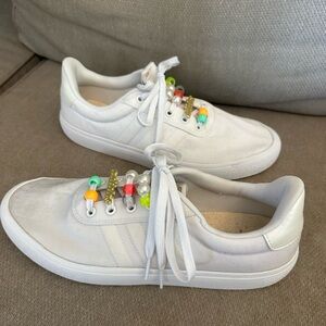 Adidas woman’s White Skate shoes with Colorful Beads